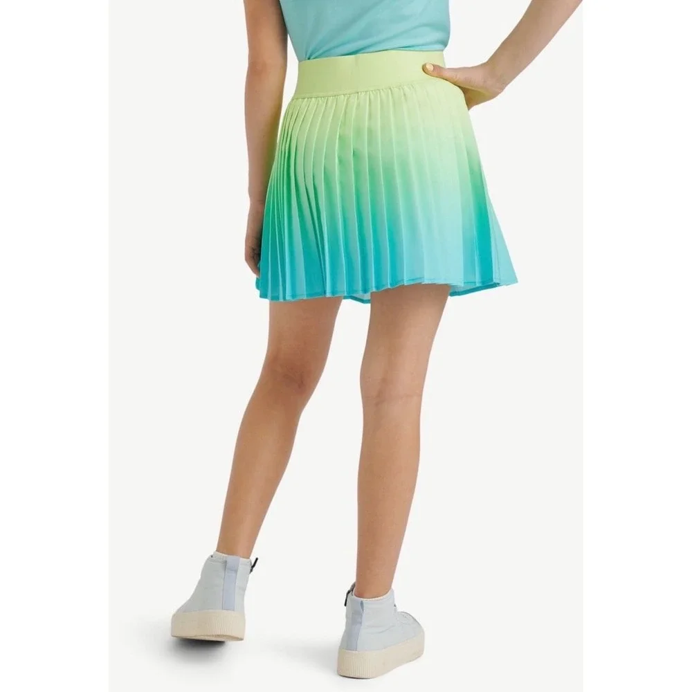 Justice Pleated Skort Girls S 7/8 Green Blue Ombre Athletic Sporty Preppy NEW